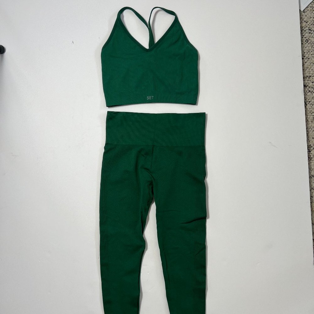 SET ACTIVE x REVOLVE Ribbed V Sports Bra + Legging SET